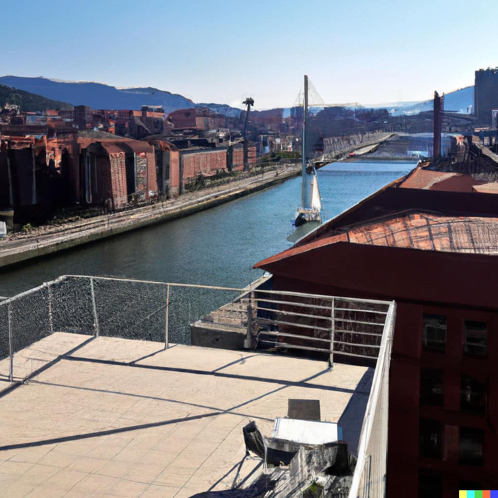 terraza con vistas a la ría de bilbao